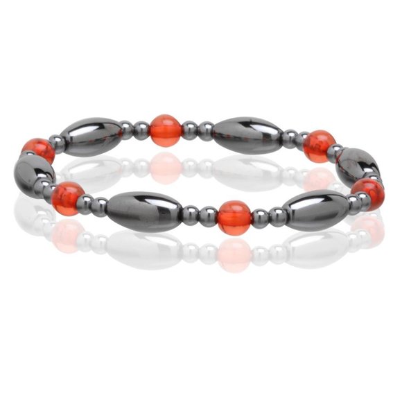 Magnetic Hematite Red Bracelet, Beaded Gemstone Stretchable Bracelet - Picture 1 of 1